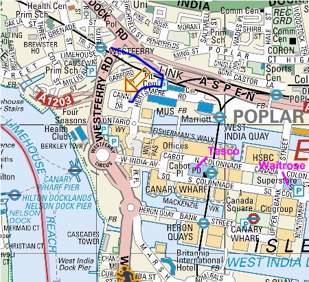 Direction to Timuna Sea Padi/Scuba Diving Centre Scuba & Beach360 bikini's from Westferry DLR station