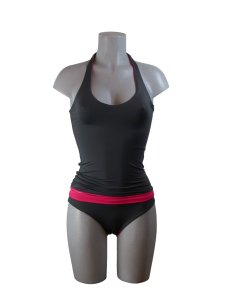 Moontide Sport Cami & Banded Pant. Solid-Carbon/Cerise